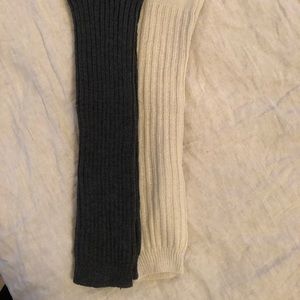 2 sets of leg warmers. Charcoal grey and cream.